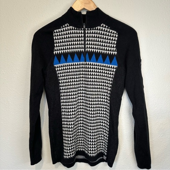 Title Nine Houndstooth Geo Super Power Quarter Zip Sweater - Picture 2 of 13
